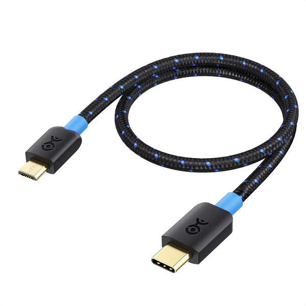 Cable Matters 1 ft Braided USB C to Micro USB Cable (Black) - USB Type C to Micro USB, Durable & Stylish.