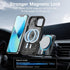 OOK Magnetic Case for iPhone 13 with Kickstand, Built-in Camera Stash Stand, Slim Translucent Matte Case, Black Floral