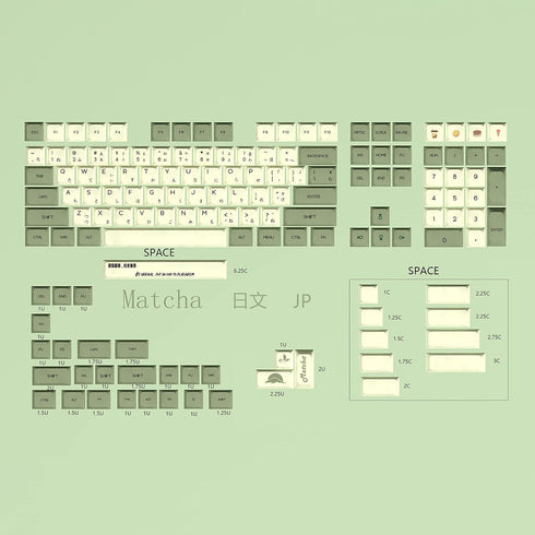 Matcha 3.0 Dye Sub ZDA PBT Keycap Set, Similar to XDA for MX Split Keyboard 104 87 61 Melody 96 KBD75 ID80 GK64