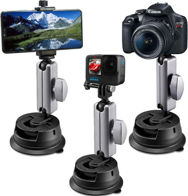 Suptig Suction Cup Mount for Phone, Universal Car Windshield Dashboard Mount for iPhone, Gopro, Canon, Nikon, Sony