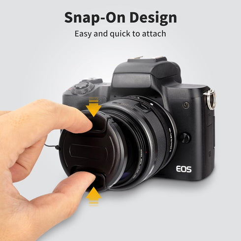 49mm Center Snap-on Lens Cap JJC Camera Front Cover for Canon Nikon Fujifilm Sony Olympus Panasonic