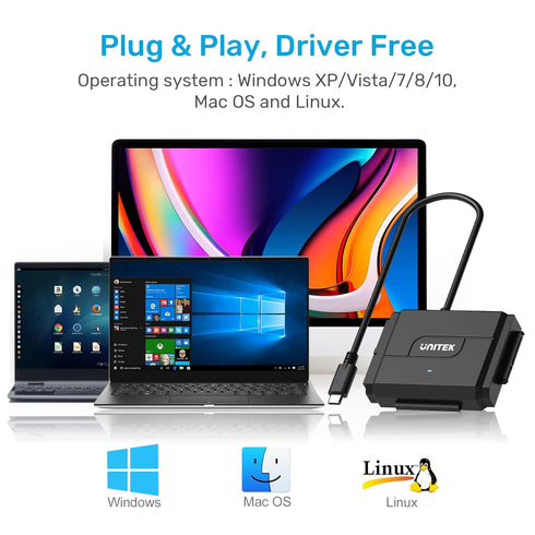 Unitek IDE/SATA to USB C 3.0 Adapter, Universal Converter for 2.5"/3.5" Inch IDE and SATA External HDD/SSD
