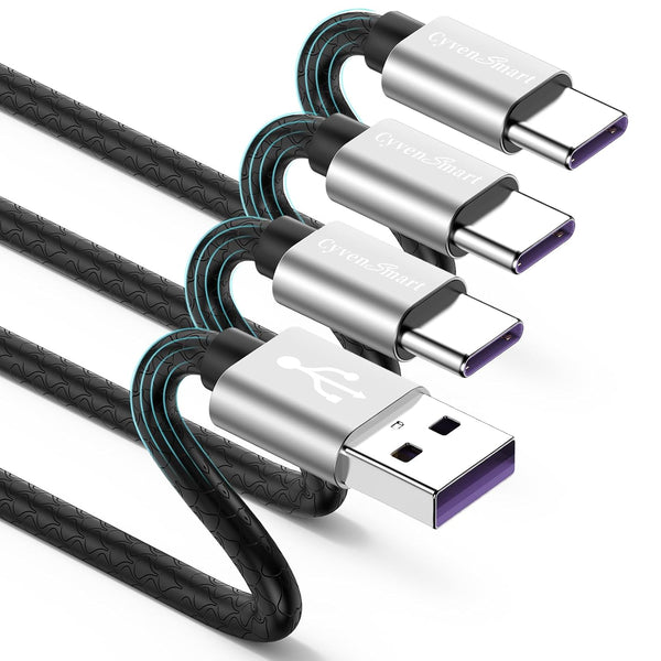 CyvenSmart 10ft USB C Type Charging Cable 3-Pack, Fast Charge for Samsung Galaxy S10 S9 S8 Plus (3A)