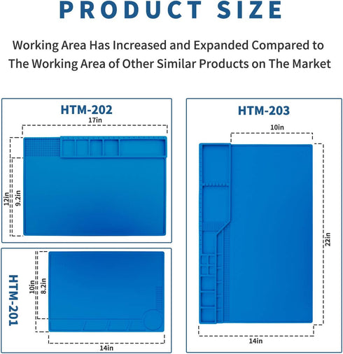 Hengtianmei Heat Insulation Silicone Repair Mat - 14 x 10 Inches with Scale Ruler for Soldering Iron, Phone Repair