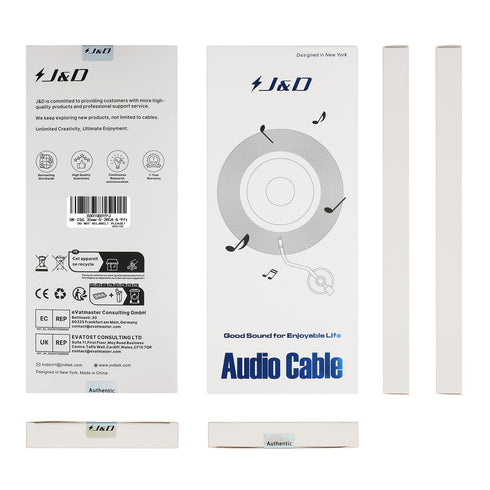J&D 1/4" TRS to 2RCA Cable, Gold Plated 6.35mm Stereo Male to Dual RCA Male Y Adapter for AV Receiver, Amplifier,