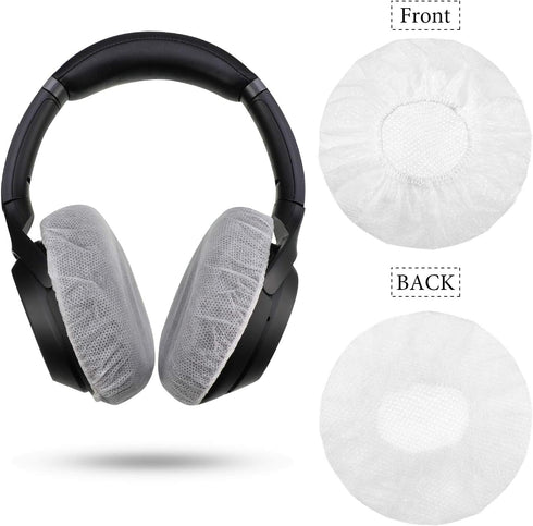 200 Pieces Disposable Non-Woven Earpad Covers for Headphones - Sanitary Headphone Ear Cover (White, M, 8 cm/3.1 Inch)