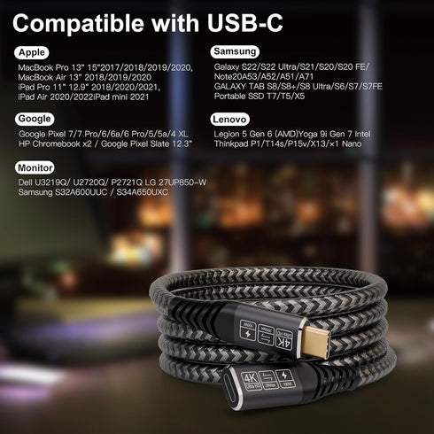 USB C Extension Cable 2M/6.6FT, Male to Female USB C 3.2 Extender Cord, 100W/5A Fast Charging, 20Gbps Sync for iPhone