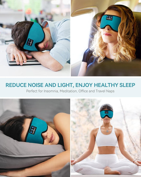 MUSICOZY Sleep Headphones 3D Bluetooth 5.4 Headband Sleep Mask, Wireless Music Earbuds Eye Mask for Side Sleepers