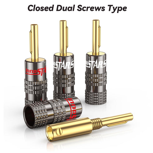 Banana Plugs for Speaker Wire, 12 Pairs (24 Pcs), 24K Gold Plated Connectors with Screwdriver