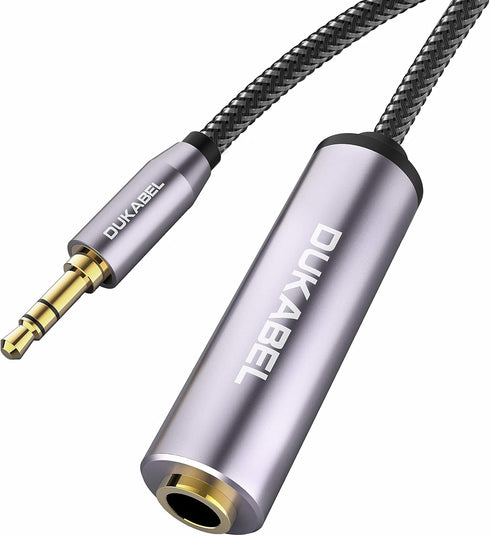 DUKABEL 1/4 to 3.5mm Adapter, Female to Male Headphone Adapter, 30CM/12 inch for Headphone, Guitar, Amp