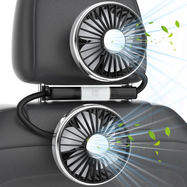 USB Powered Backseat Car Fans for Kids & Baby - 5V/2A Dual-Head