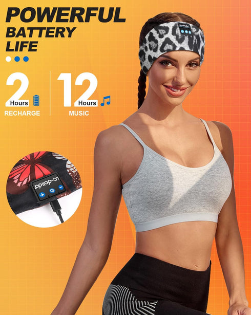 LC-dolida Sleep Headphones Bluetooth Headband, Cozy Wireless Headphones with Thin HD Stereo Speakers for Travel