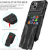 iPhone 15 Black Case: Shockproof Wallet Cover with Card Holder, Kickstand & Screen Protectors for 6.1" Model.