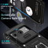 DEERLAMN Google Pixel 8 Case - Heavy Duty Black with Slide Camera Cover, Screen Protector & Rotated Ring Kickstand.