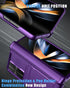 Vihibii Case for Samsung Galaxy Z Fold 4 5G with Card Holder, Sliding Camera Lens Cover, Hinge Protection, Dark Purple