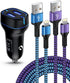 Phone Car Charger, Dual Port Cigarette Lighter Adapter + 2Pack-3FT Lightning Cables for Fast Charging iPhone 14 13