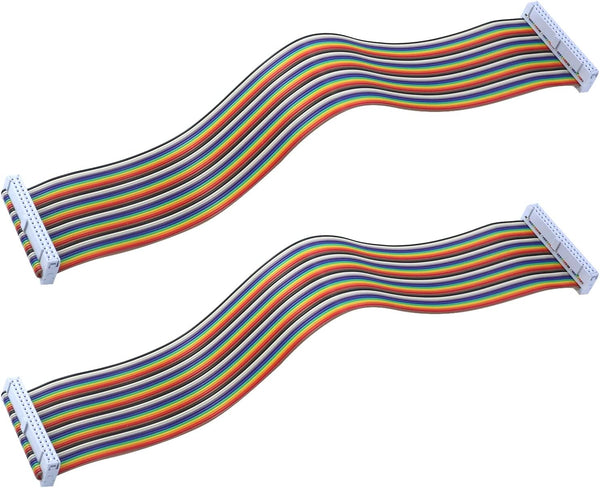 Antrader 1ft 40 Pin F/F Connector USB ASP ISP JTAG AVR Wire IDC Flat Rainbow Ribbon Data Cable, 2 Pieces