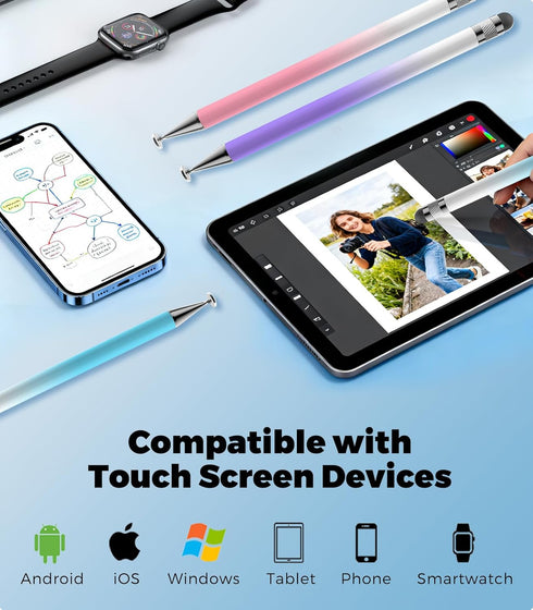 Kenkor Stylus(3pcs), 2-in-1 2/iPhone/Android/Samsung, Stylus Pen for Touch Screen, High Precision & Sensitivity Pen