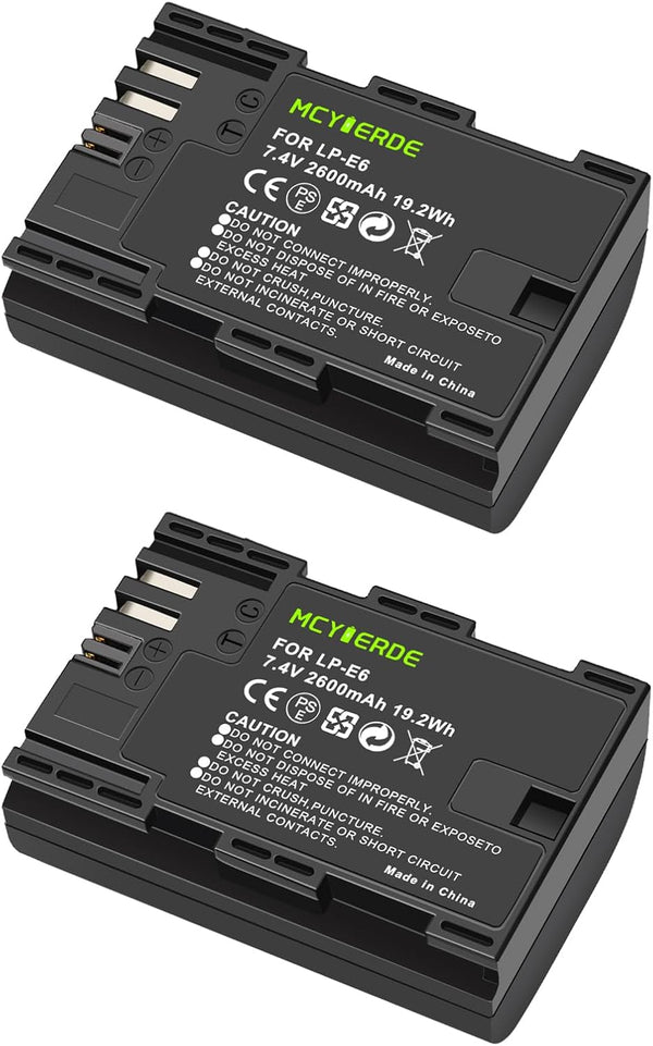 MCYIERDE 2-Pack LP-E6 LP-E6N Replacement Batteries Compatible with Canon EOS 60D 70D 80D