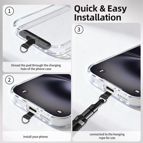 360 3-Piece Set Rotatable Adjustable Phone Lanyard - Wrist/Neck/Crossbody Strap with Tether Tabs, Universal for Phones