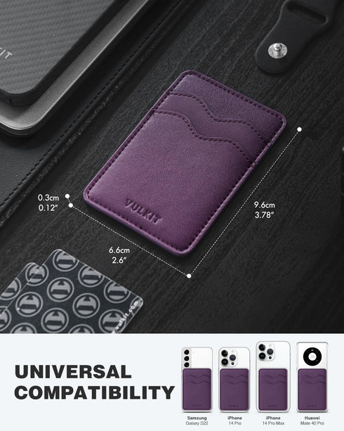 VULKIT Slim Leather Phone Card Holder, Adhesive Pocket, RFID Blocking Credit Card Sleeves Sticker for Smartphone Back