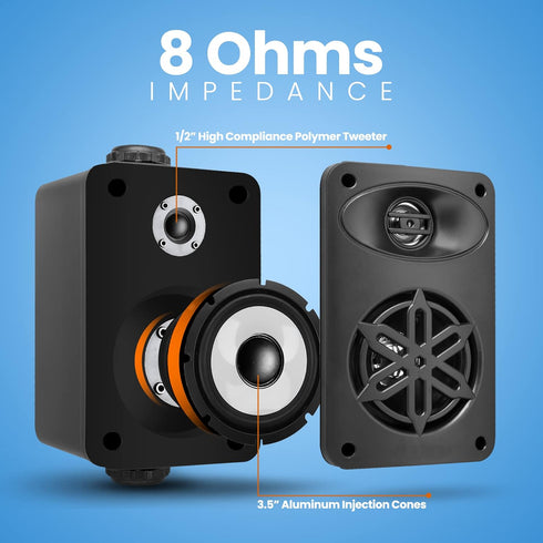 PYLE Outdoor Speakers, Waterproof Marine Grade, Universal Mounting, Heavy Duty ABS Construction for Indoor/Outdoor Use