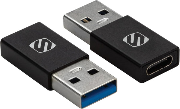Scosche ACA-2PKSP Strikeline USB Type-C to USB Type-A Adapter, 2 Pack - Black