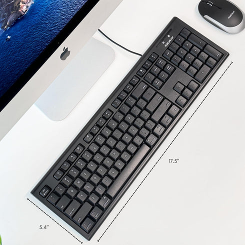 Macally Full Size Wired Mac Keyboard, Compatible with All Macs with USB Port, Wired Keyboard for Mac Mini/Pro, Macbook
