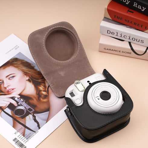 Frankmate Protective Case for Fujifilm Instax Mini 12 11 9 - Instant Film Camera with Accessory Pocket and Adjustable
