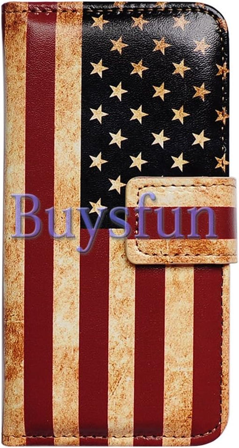 Galaxy S20 FE 5G Case, Retro American Flag Leather Flip Wallet Cover with Card Slot Holder