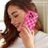 ZIYE Hot Pink Grids Plaid Checkerboard Case for iPhone 14 Pro, Soft TPU Silicone Rubber Protective Cover
