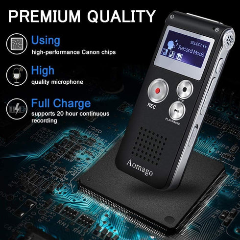 Aomago 64GB MP3 Digital Voice Recorder Voice Activated Recorder for Lectures, Meetings, Interviews Audio Mini Recorder