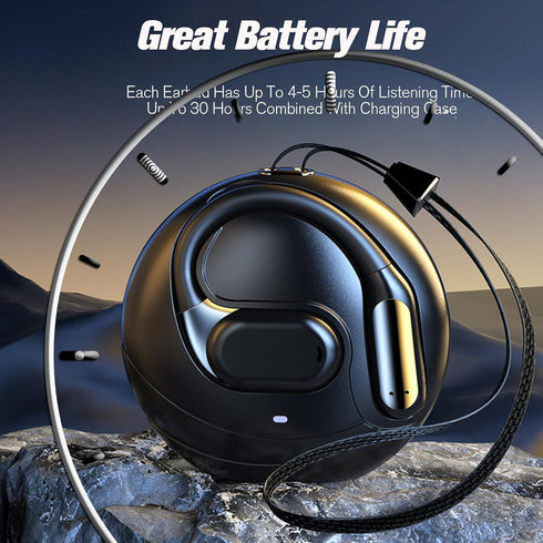 Open Ear Bluetooth Headphones, Wireless Earbuds for Outdoor Use, Bone Conduction Earbuds with Hanging Design (5.4