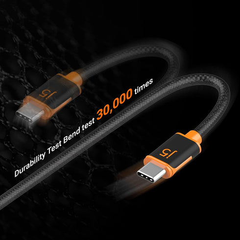 j5create USB C to USB C 60W Fast Charging Cable, 9.8ft / 3m Double Braided for Samsung Galaxy, iPad Pro, Tablet, Laptop