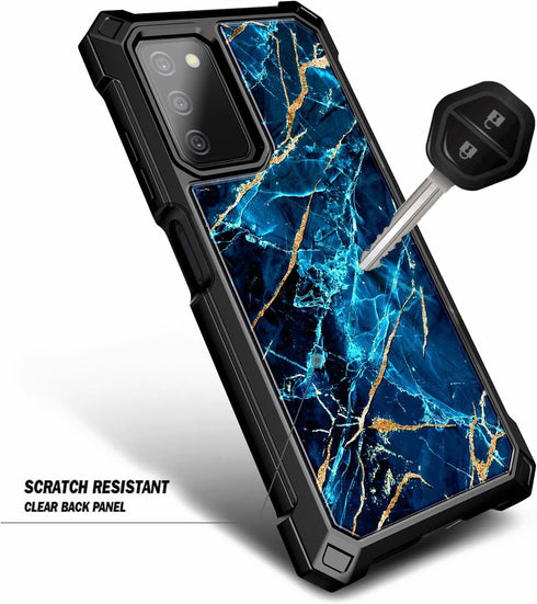 NZND Case for Samsung Galaxy A03S, Built-in Screen Protector, Full-Body Shockproof Rugged Bumper Cover (Marble Design)
