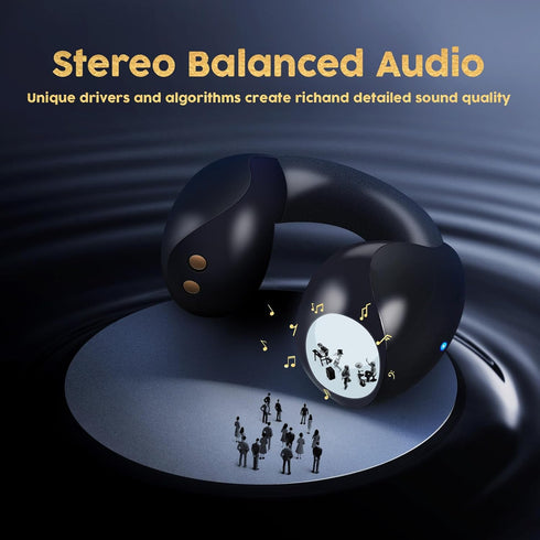 Open Ear True Wireless Bluetooth Headphones, Ear Clip Earbuds, Sweat Resistant, 24HRS Playtime for Workout/Driving