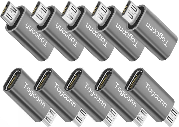 USB C to Micro USB Adapter (10 Pack), Type C (Female) to Micro USB (Male) Convert Connector for Charge & Data Sync.