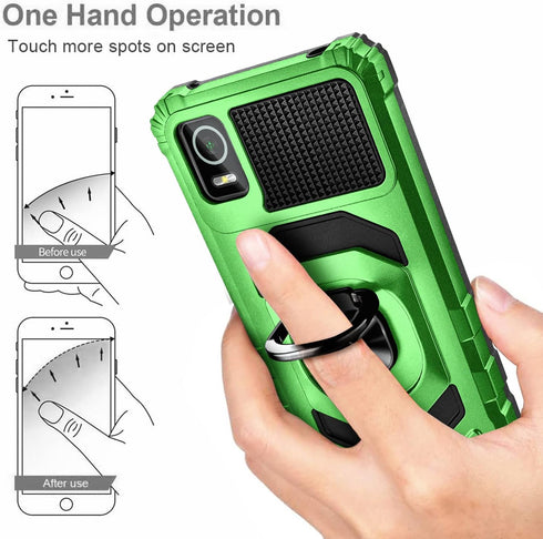 NZND Full-Body Protective Case with Tempered Glass Screen Protector for AT&T Calypso 3 (U328AA), Military-Grade,