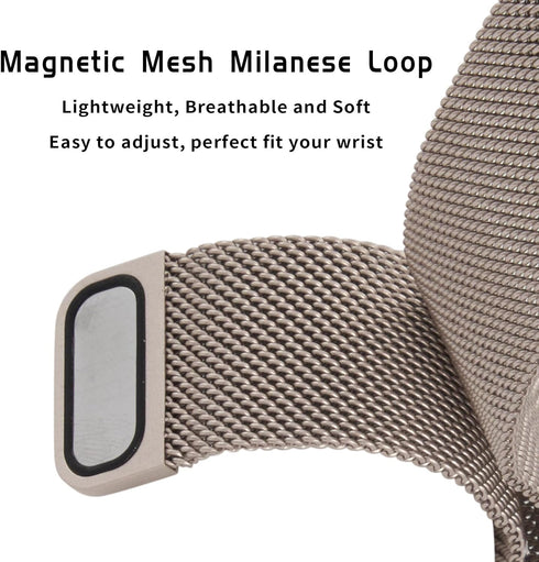 Magnetic Bands Compatible for Fitbit Sense 2/Fitbit Versa 4/Fitbit Sense/Fitbit Versa 3, Mesh Stainless Steel Bling