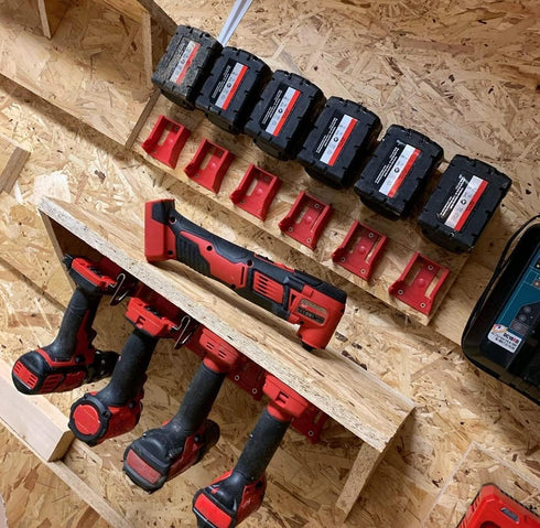 StealthMounts Battery Holder Compatible with Milwaukee M18 (6 Pack) - Black, Made in the UK