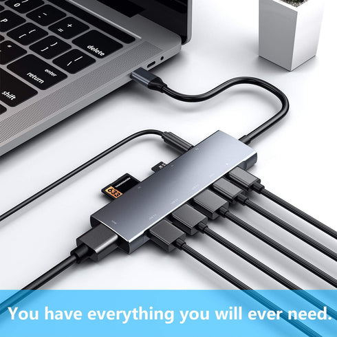 USB C HUB for iPad Pro 9-in-1 Adapter, Docking Station with 4K HDMI, USB-C PD, SD/TF Reader, for iPad Mini 6