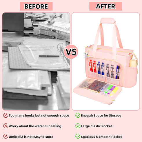 Teacher Tote Bag with 15.6 Inch Laptop Compartment, Soft Nylon Utility Bag with Multiple Pockets for Office Supplies