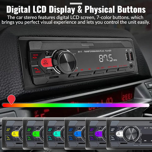 UNITOPSCI Single Din Car Stereo, Bluetooth 5.0 Multimedia Audio Receiver with Hands-Free Call Voice Control