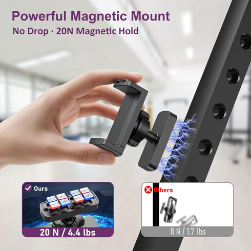NINEFATICS 6 N52 4.77" 17/16/15/14 Magnetic Phone Holder for Gym, Magnet Gym Phone Mount w/ x Magnets, Home Workout Gym