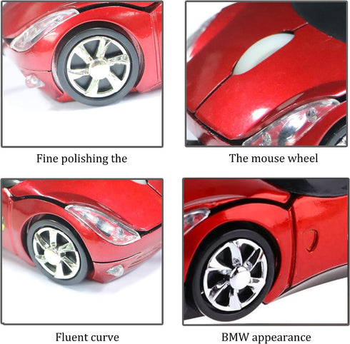 PCTC Cool Sport Car Shape USB Wired Optical Mouse for Laptop or Office Desktop, Ergonomic, 1000DPI, 2 Headlights, 3