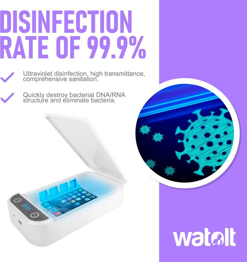 Watolt UV Sanitizer Box - Effective Cell Phone Cleaner for iPhone and Smartphones