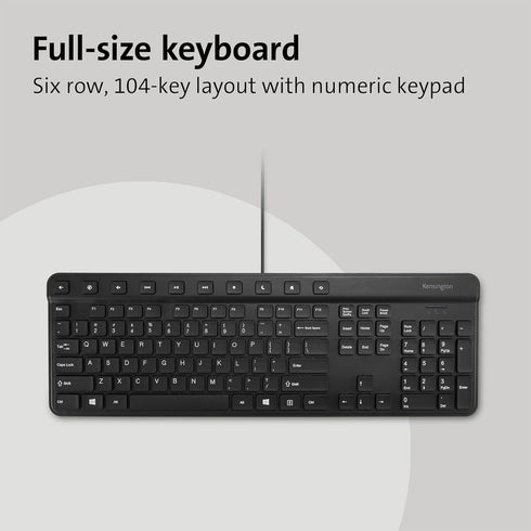 Kensington Simple Solutions Wired Keyboard TAA-Compliant (K55113US), Black Color