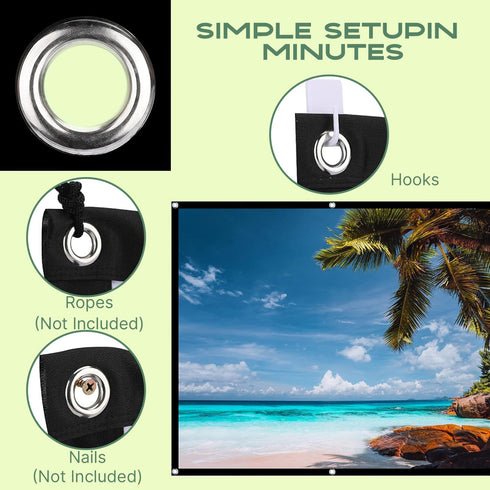 AAJK 80 inch 16:9 Projector Screen, Washable Projector Screen Foldable Anti-Crease Portable Projector Movies Screen