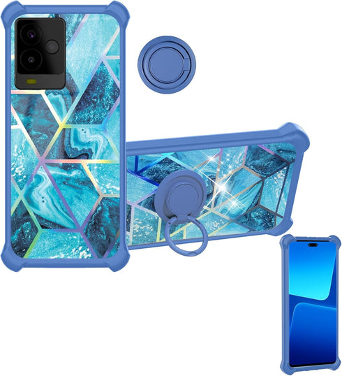 NUU A25 Case for NUU Mobile A25, IMDL-LS, Hard PC + Soft Silicone, Ring Support, Colorful Reflect Light