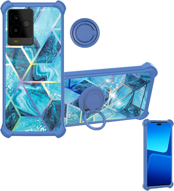 NUU A25 Case for NUU Mobile A25, IMDL-LS, Hard PC + Soft Silicone, Ring Support, Colorful Reflect Light